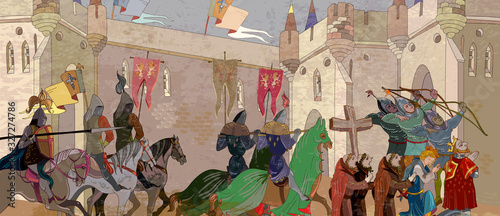 Vászonkép Medieval battle scene