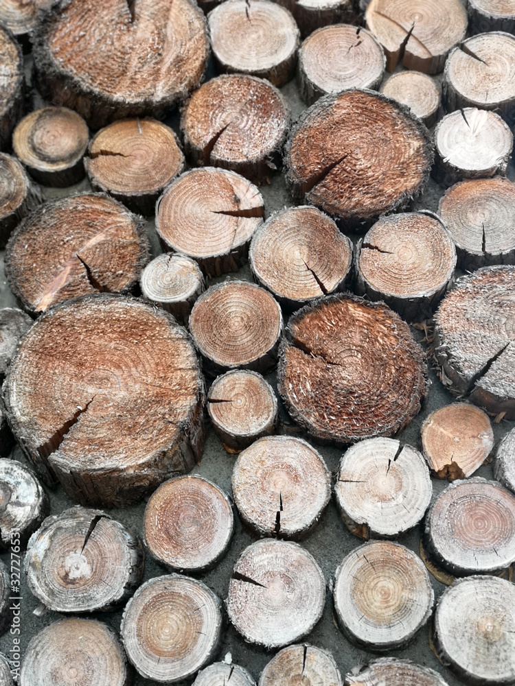 The background of different size circular old pile combinations The background of different size circular old pile combinations