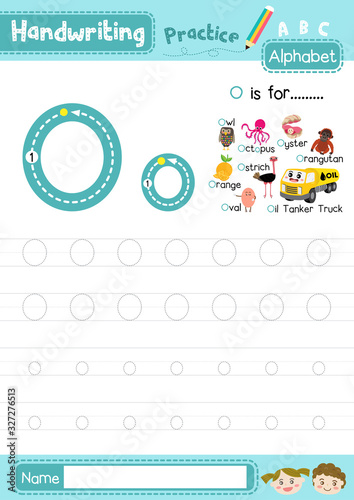 Letter O uppercase and lowercase tracing practice worksheet A4