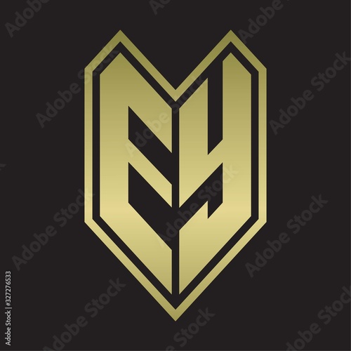 EY Logo monogram with emblem line style isolated on gold colors
