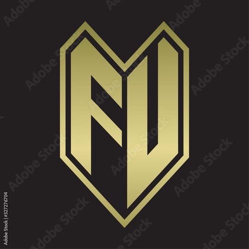FU Logo monogram with emblem line style isolated on gold colors