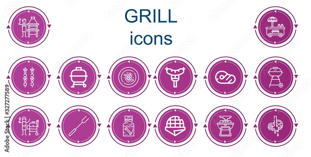Editable 14 grill icons for web and mobile Editable 14 grill icons for web and mobile