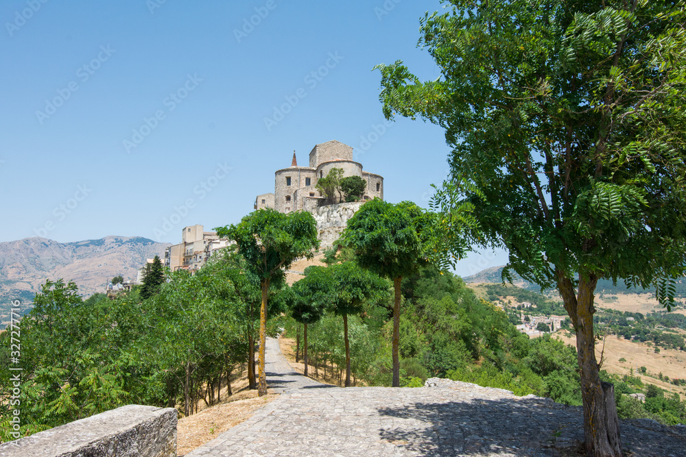 View of the church of S. Maria di Loreto in Petralia Soprana, Palermo, Sicily, Italy. Petralia Soprana in the Madonie Mountains, elected best village in Italy 2018
