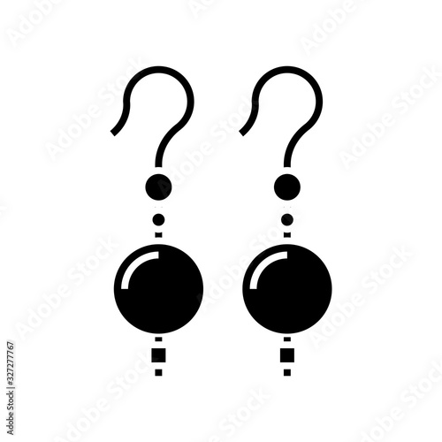 Earring jewerly black icon, concept illustration, vector flat symbol, glyph sign.