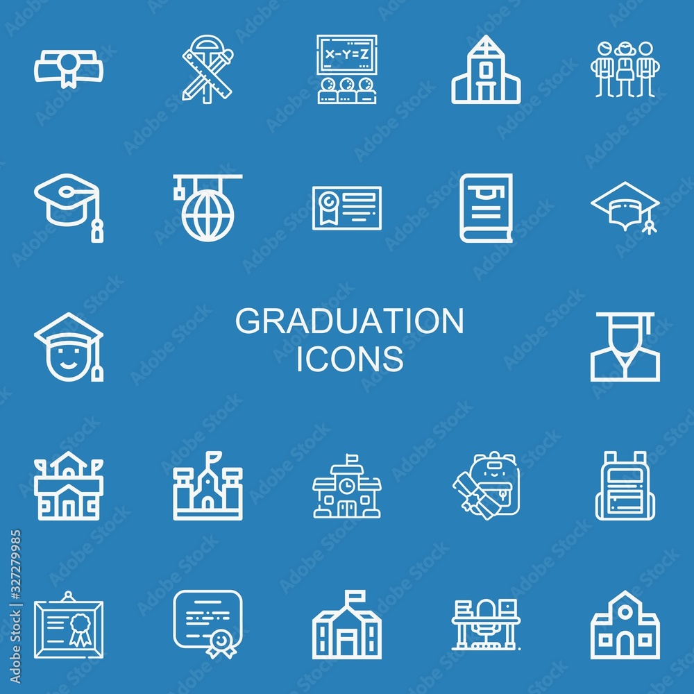 Editable 22 graduation icons for web and mobile