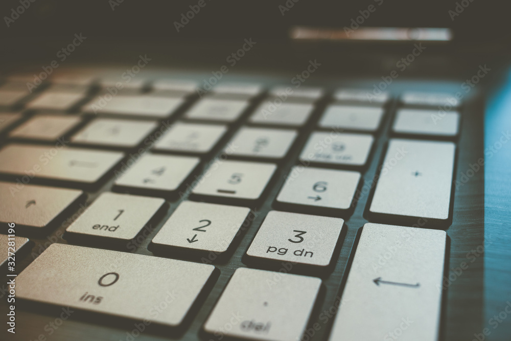 Closeup view of a laptop numerical keyboard Closeup view of a laptop numerical keyboard