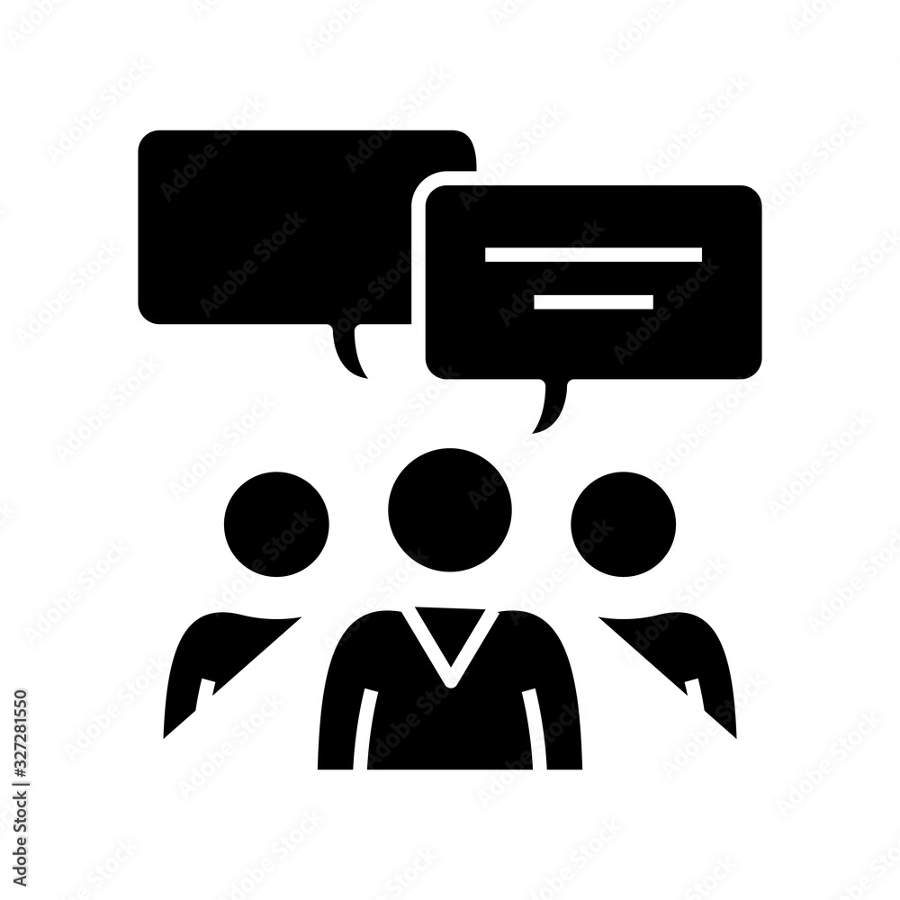 Exchange of opinions black icon, concept illustration, vector flat symbol, glyph sign. Exchange of opinions black icon, concept illustration, vector flat symbol, glyph sign.