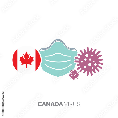 Canada coronavirus outbreak concept with face mask and virus microbe