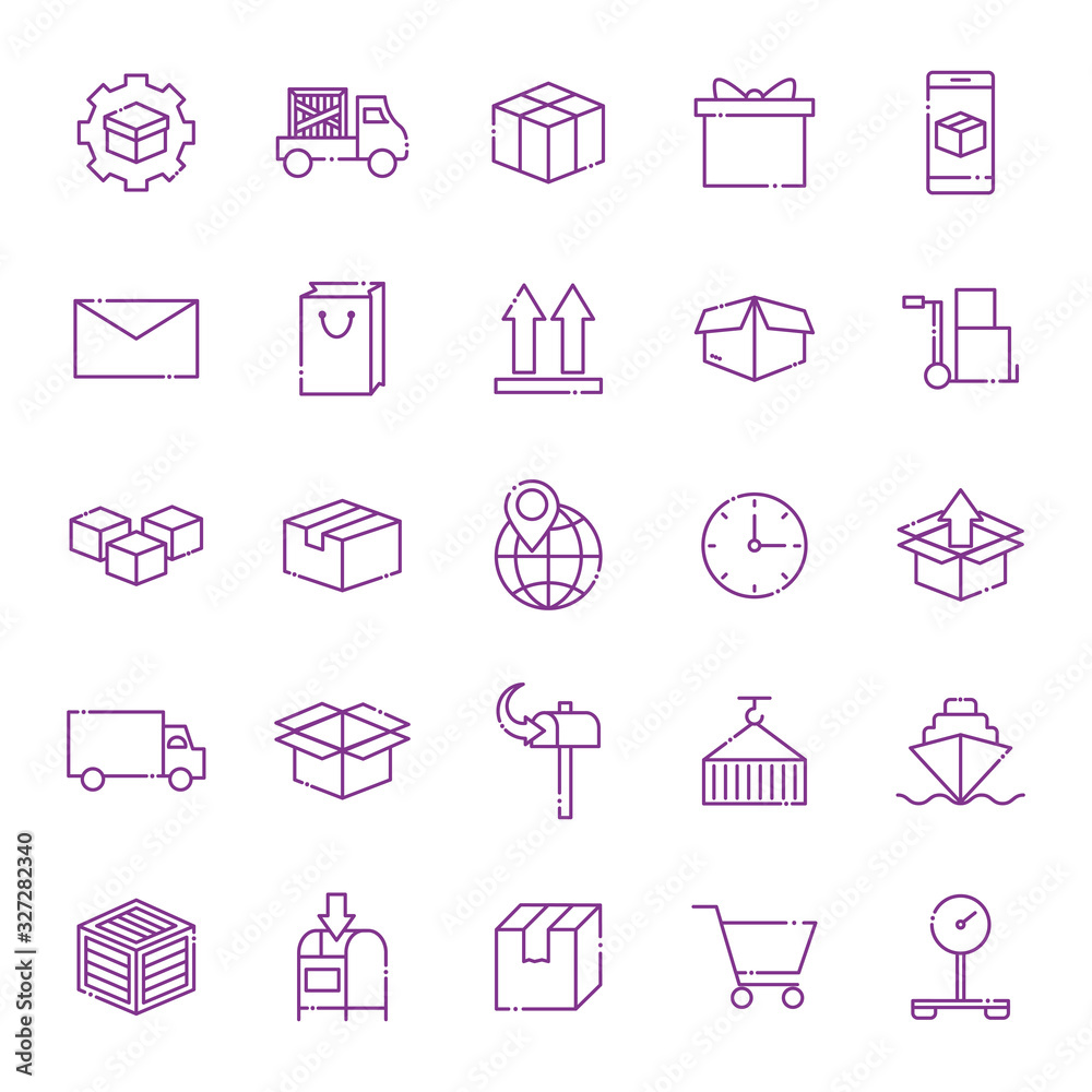 Isolated delivery line style icon set vector design Isolated delivery line style icon set vector design