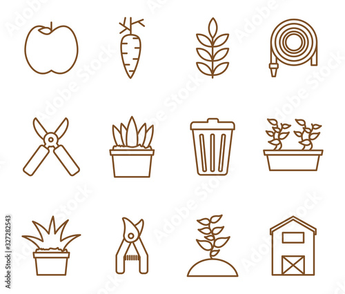 Isolated gardening line style icon set vector design