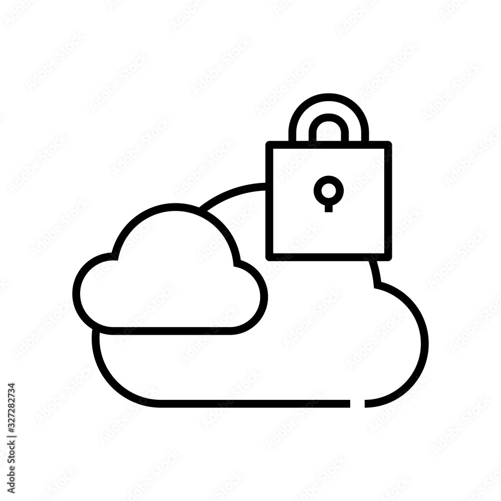 Locked cloud line icon, concept sign, outline vector illustration, linear symbol. Locked cloud line icon, concept sign, outline vector illustration, linear symbol.