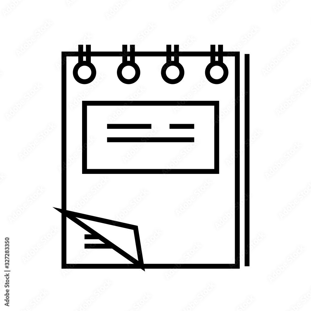 Note line icon, concept sign, outline vector illustration, linear symbol. Note line icon, concept sign, outline vector illustration, linear symbol.