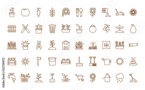 Isolated gardening line style icon set vector design