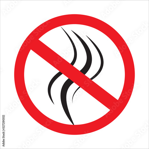 Smoke steam icon in silhouette design. No smoking sign. Aroma smell element