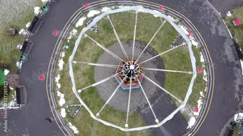 Aerial view of Gagarin Park and amusement park near Victory Park Pobedy in Saint Petersburg, Russia photo