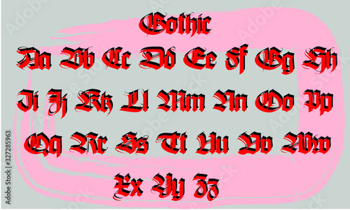 Gothic font the set of Latin letters