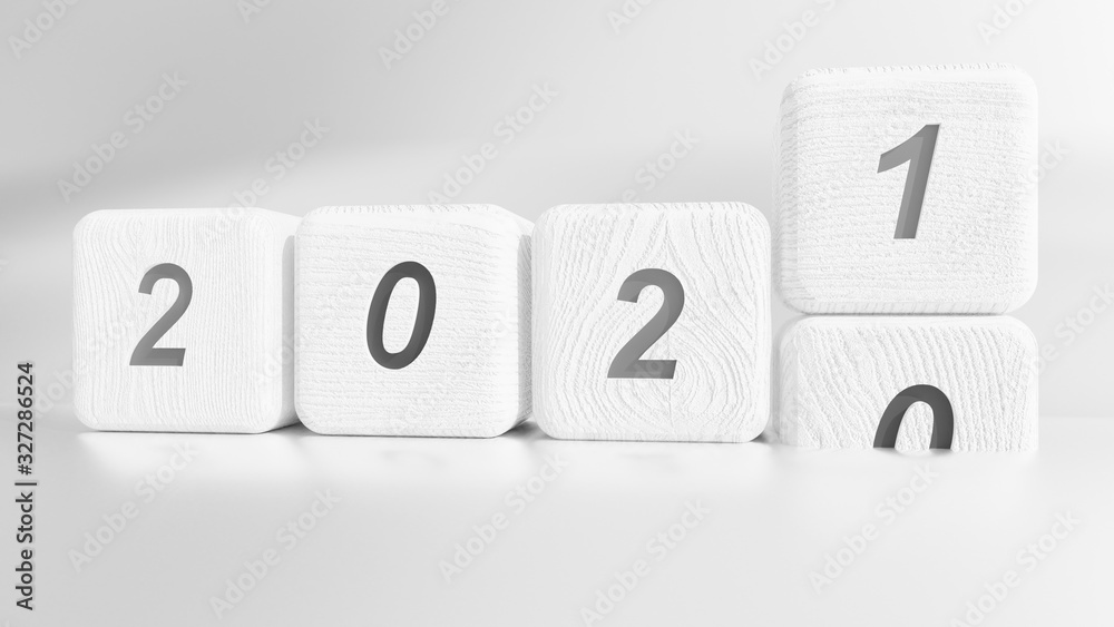 grey 2021 new year, 2021 coming 2020 finish. 3d illustration 