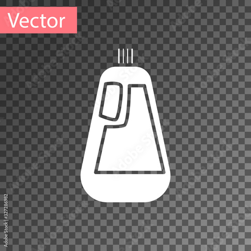 White Plastic bottle for liquid laundry detergent, bleach, dishwashing liquid icon isolated on transparent background. Vector Illustration