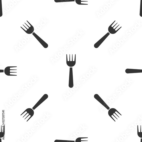 Grey Disposable plastic fork icon isolated seamless pattern on white background. Vector Illustration