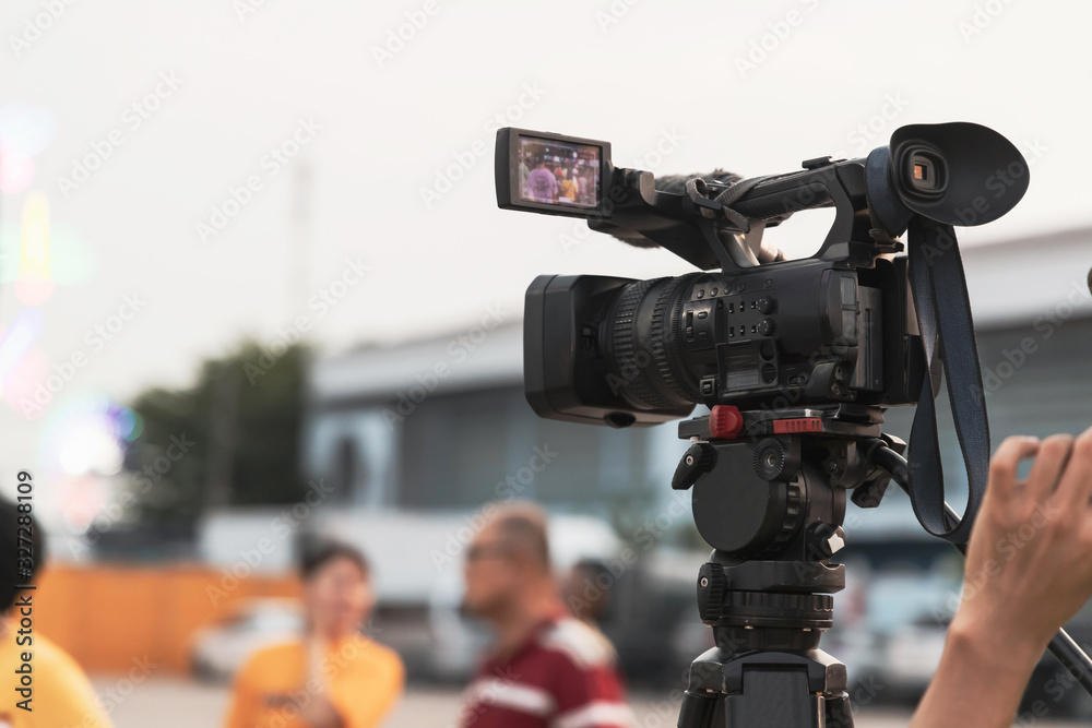 Professional digital video camera equipment on event broadcasting.