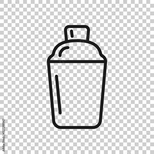 Shaker cocktail icon in flat style. Alcohol bottle vector illustration on white isolated background. Bar drink business concept.