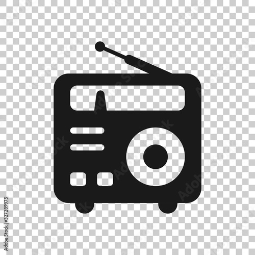 Radio icon in flat style. Fm broadcast vector illustration on white isolated background. Radiocast business concept. photo