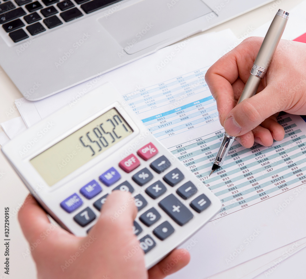 Finance analyst looking and financial reports Finance analyst looking and financial reports