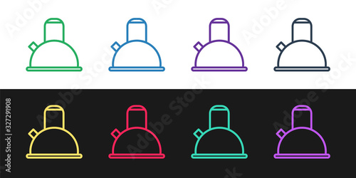 Set line Kettle with handle icon isolated on black and white background. Teapot icon. Vector Illustration