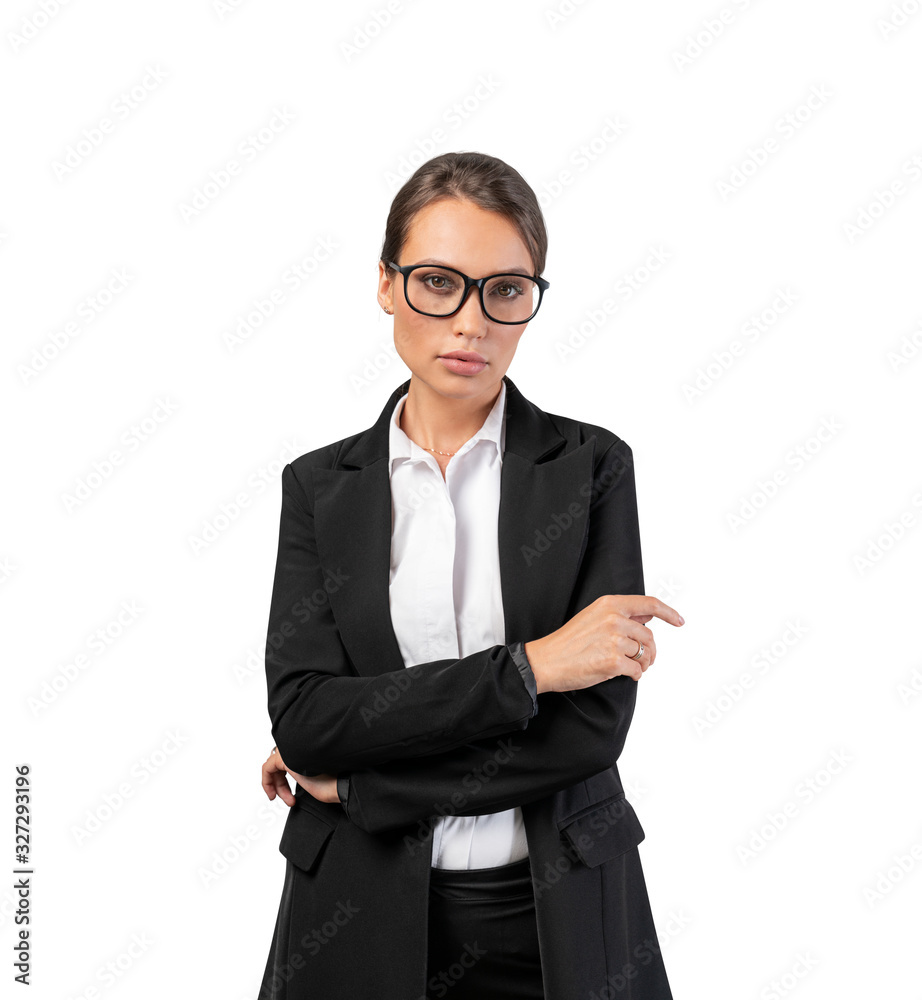 Confident young businesswoman in glasses, isolated Confident young businesswoman in glasses, isolated
