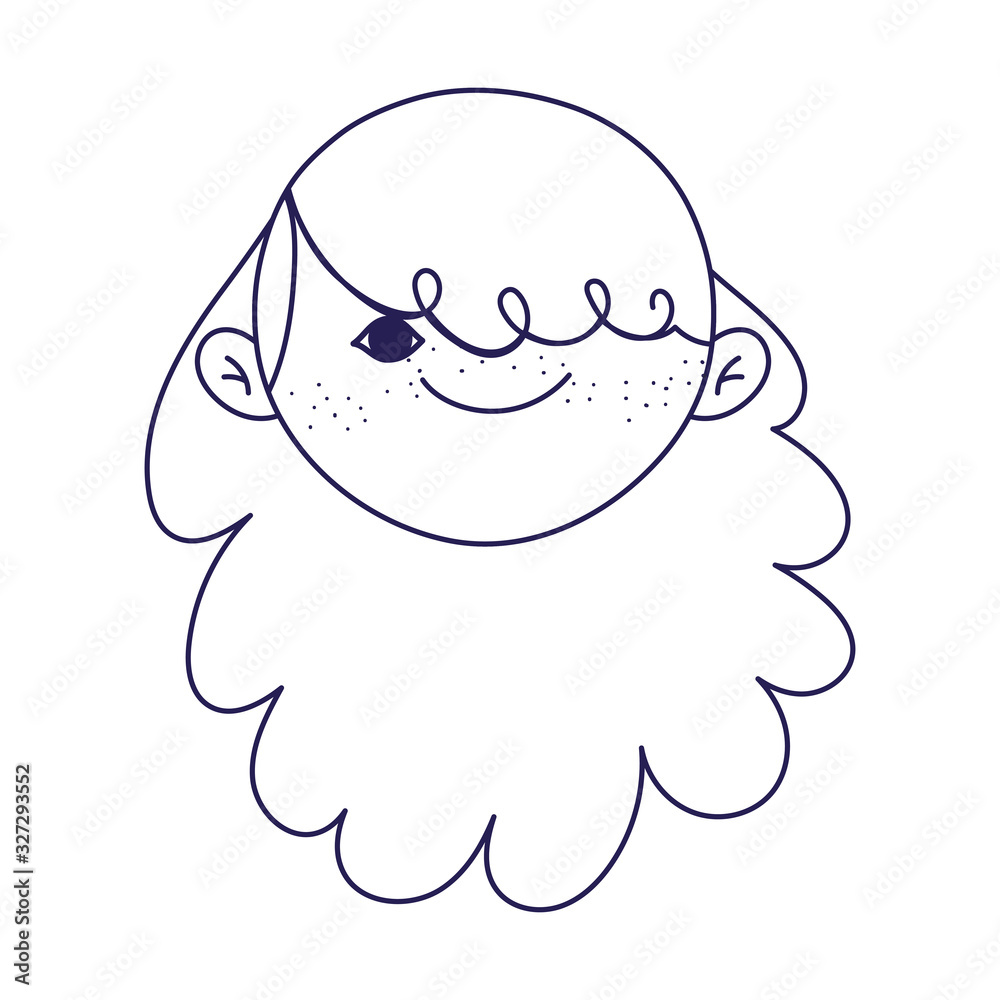 Fototapeta premium cute girl face cartoon character icon line style