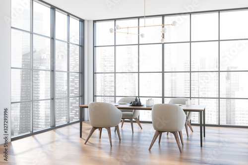 Luxury panoramic white dining room corner