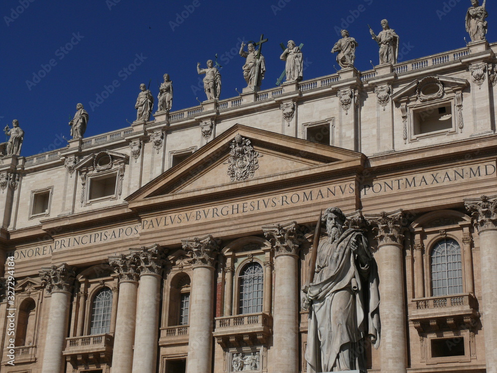 St. Peter's Basilica in the Vatican in Rome. Facade. St. Peter's Basilica in the Vatican in Rome. Facade.
