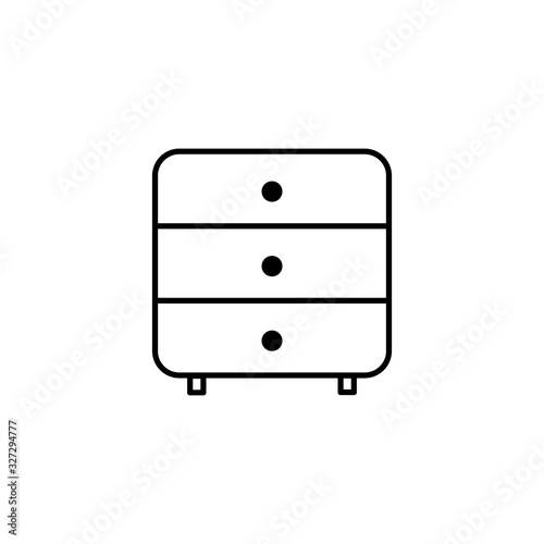 Chest of drawers vector icon. Bedside commode logo. Nightstand Drawer chest line outline flat design