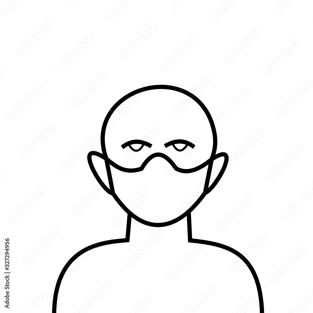Man is wearing protective mask on his face icon vector in trendy flat style isolated on white background , Protecting the health from the harmful effects of dust fumes with germs with Covid-19 Man is wearing protective mask on his face icon vector in trendy flat style isolated on white background , Protecting the health from the harmful effects of dust fumes with germs with Covid-19