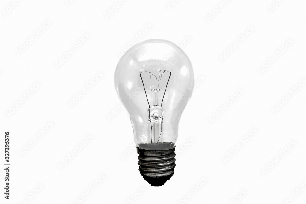 Incandescent bulb on white solution lightning bulb emitting light, isolated on white. Incandescent bulb on white solution lightning bulb emitting light, isolated on white.