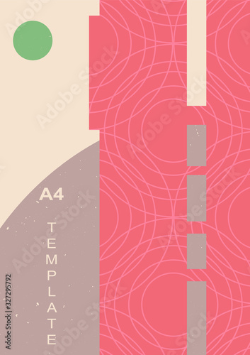 Geometric pattern with architecture background vector. А4 building suprematism avant-garde template.