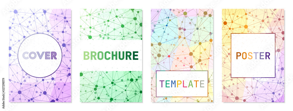 Set of technology style covers. Can be used as cover, banner, flyer, poster, business card, brochure. Astonishing geometric background collection. Appealing vector illustration. Set of technology style covers. Can be used as cover, banner, flyer, poster, business card, brochure. Astonishing geometric background collection. Appealing vector illustration.