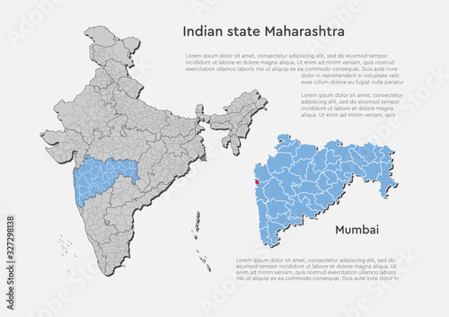 India country map and Maharashtra state template