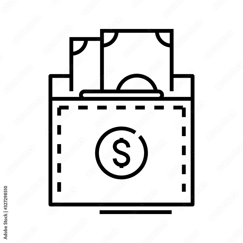 Receiving income line icon, concept sign, outline vector illustration, linear symbol. Receiving income line icon, concept sign, outline vector illustration, linear symbol.