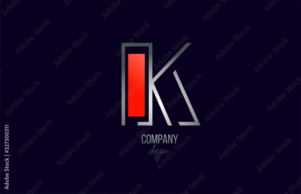 red grey K letter logo alphabet icon with line design for company and business red grey K letter logo alphabet icon with line design for company and business