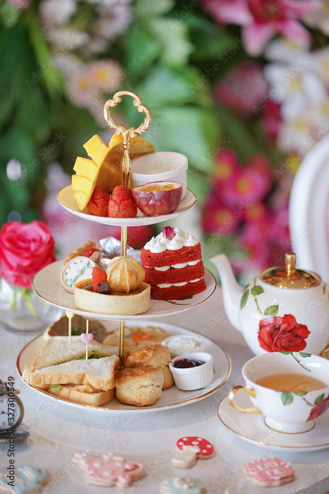 Afternoon tea. A traditional British afternoon tea party in Wonderland