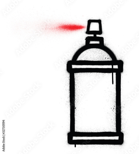 graffiti spraycan spraying red mist sprayed over white
