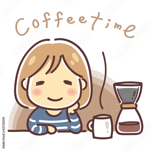 コーヒーを入れる女性