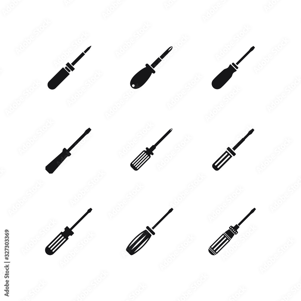 Set of Screwdriver icon design isolated on white background. Vector illustration