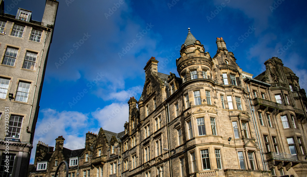 old house in the Edimburgh with blue sky 