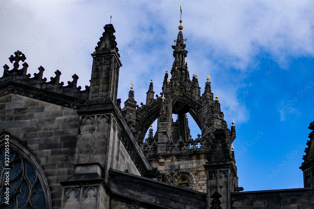 old church in edimburgh scotland with blue sky