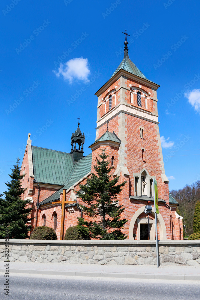 KASINKA MALA, POLAND - APRIL 07, 2019: Church of the Visitation of the Blessed Virgin Mary