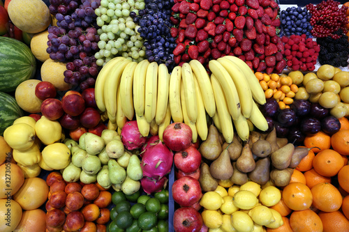  Top view of fruits texture close up as a background