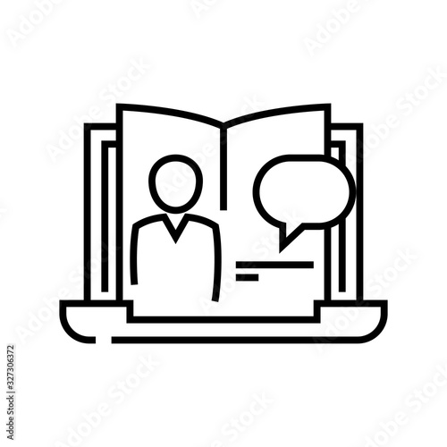 Online book line icon, concept sign, outline vector illustration, linear symbol.