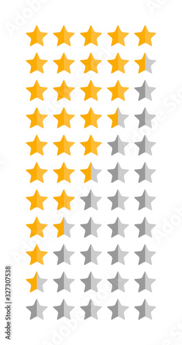 Set stars, customer quality symbol, vector product rating review flat icon for hotel, restaurant etc